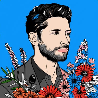 man with flowers realistic