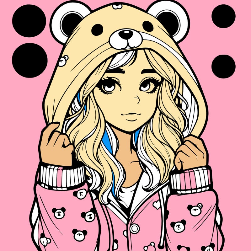 realistic girl in a animal pjs hoodie