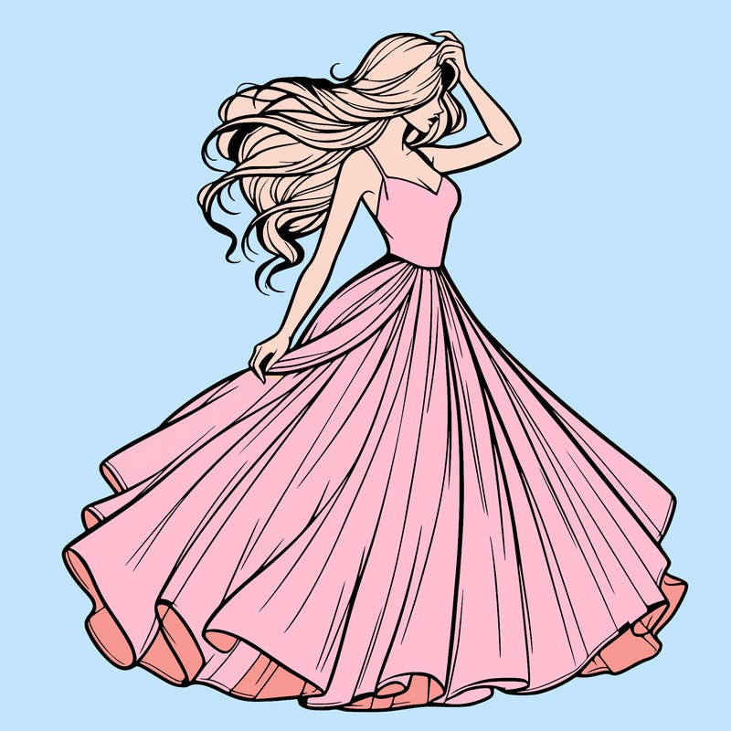 realistic woman with dress flowing in the wind