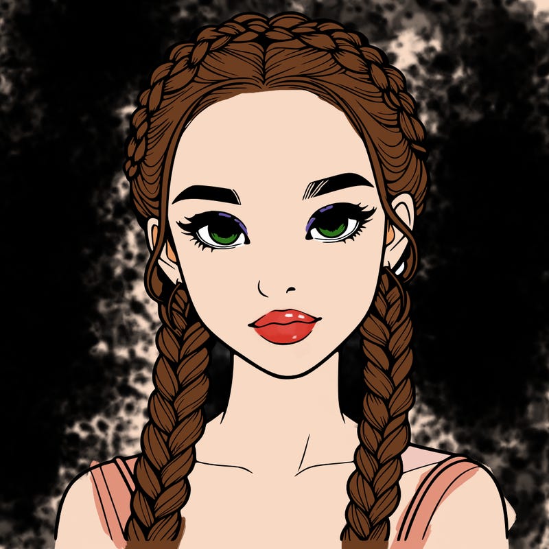 realistic girl with braids