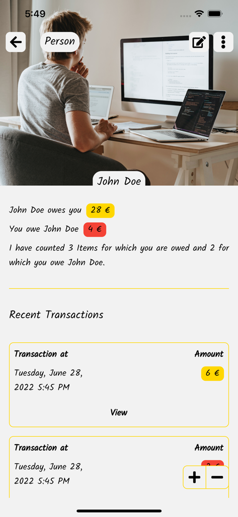 Debes: Who owes me? Do I owe? - Contact debt summary and transaction history in the Debes app.