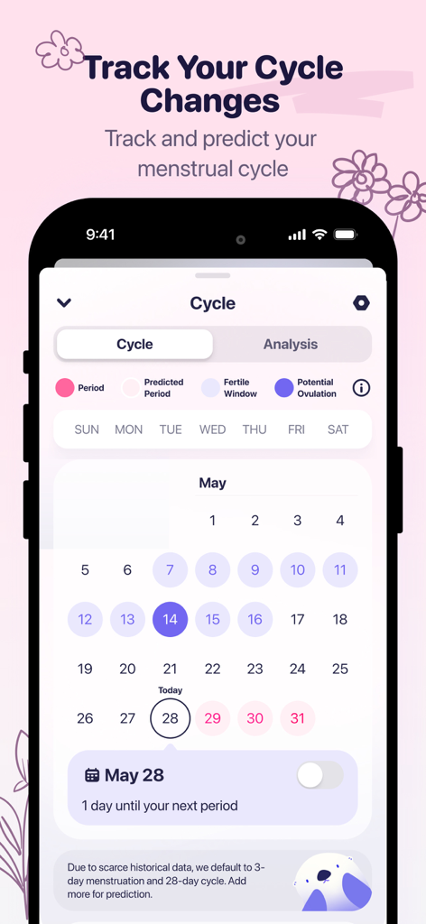 OtterLife: AI Health Tracker - Menstrual cycle tracking calendar and period predictions in the OtterLife health app