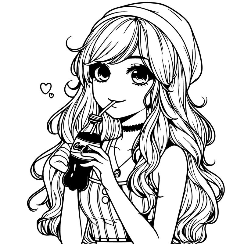 realistic girl drinking coke