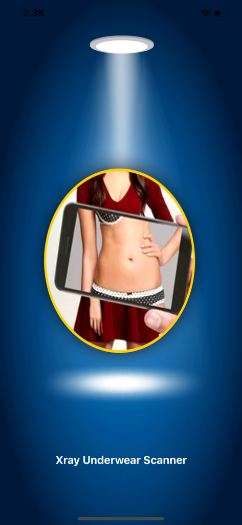 X-ray Scanner body - Xray Underwear Scanner prank app interface showing a simulated body scan