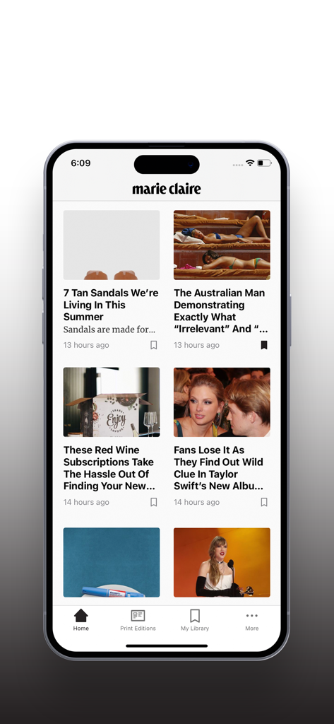Marie Claire Australia - Marie Claire Australia mobile app home screen featuring a feed of fashion and lifestyle articles
