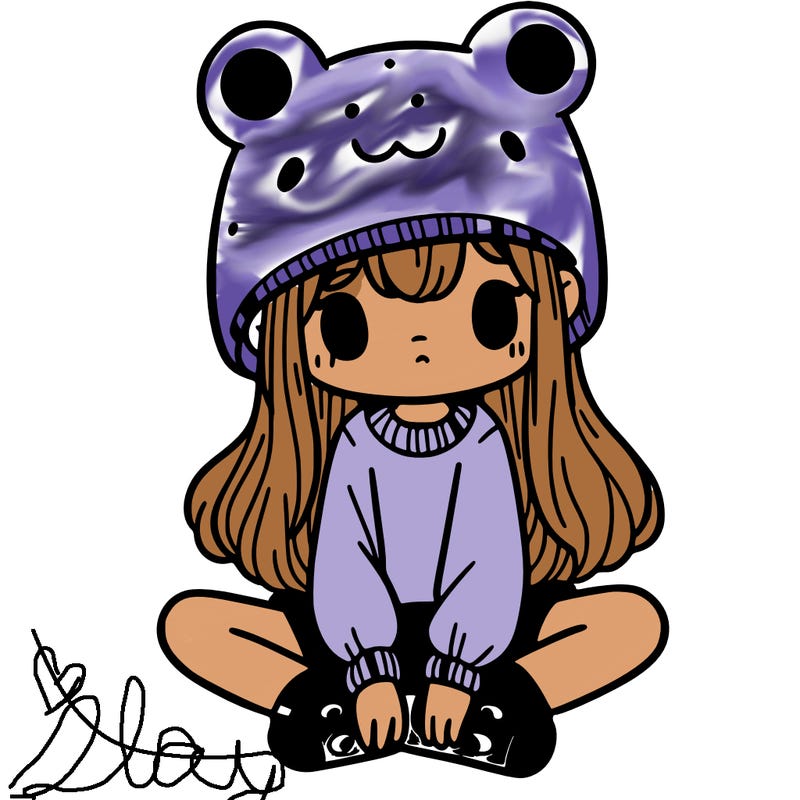 a girl wearing a frog hat and some frog socks