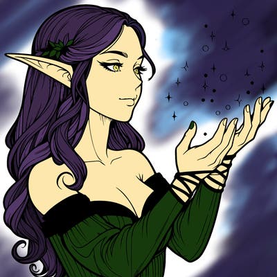 realistic elf girl doing magic