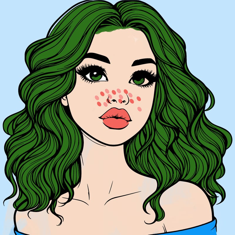realistic girl with wavy hair and lips