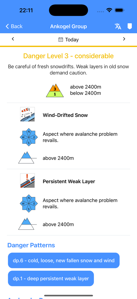 SnowSafe - Lawinen-App - Detailed avalanche danger report in SnowSafe app showing level 3 considerable risk for the Ankogel region.