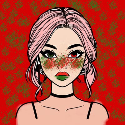 realistic girl with makeup on