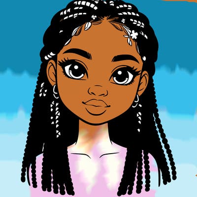 a realistic black girl with braids