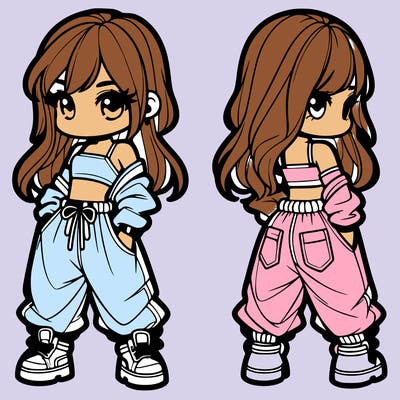 girl in crop top and baggy pants