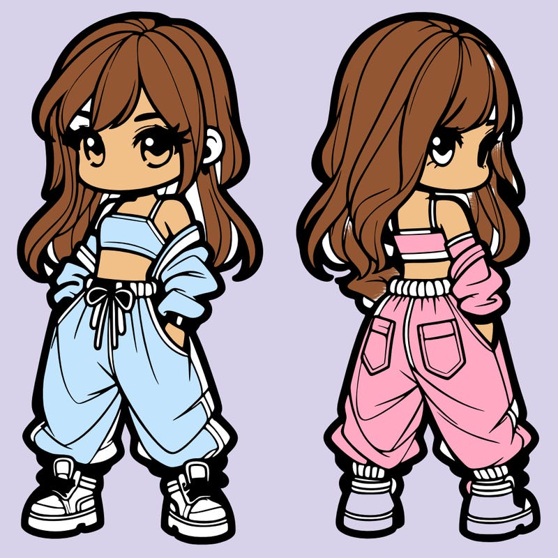 girl in crop top and baggy pants