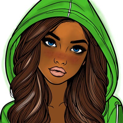 realistic beautiful girl with a hood on