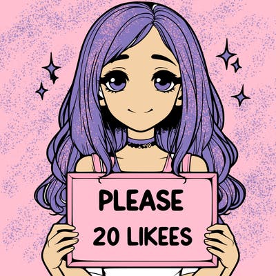 realistic girl holding a sign that says please 20 likes