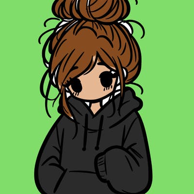girl in oversized hoodie and messy bun