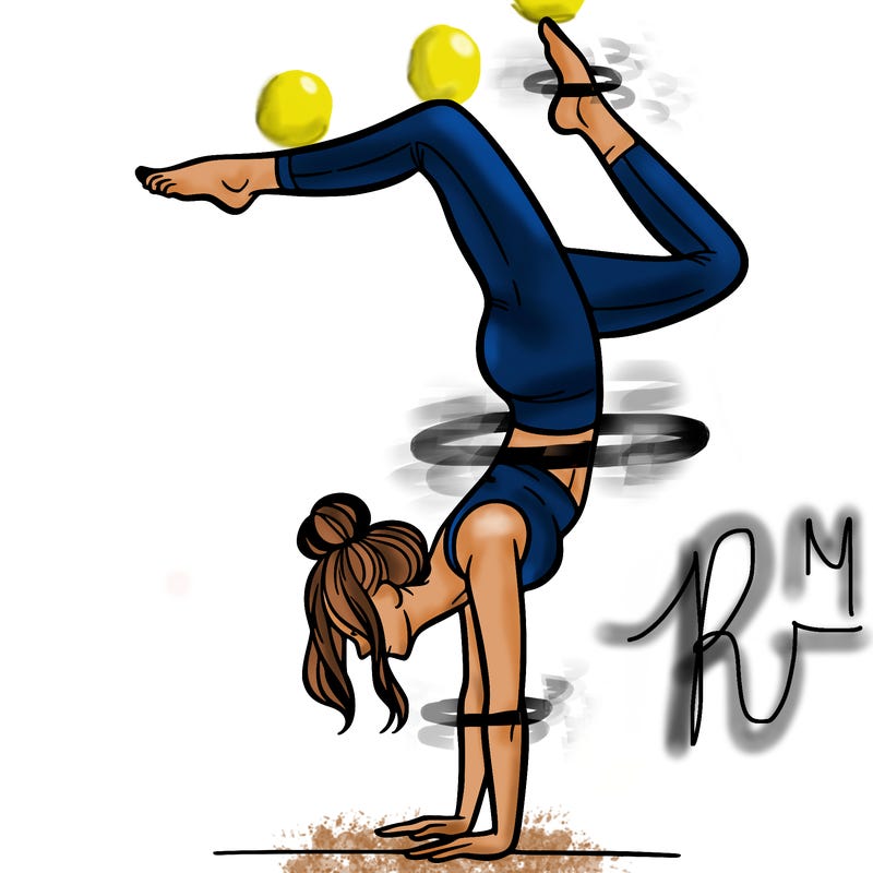 a woman doing a handstand