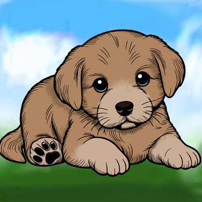 a cute realistic puppy