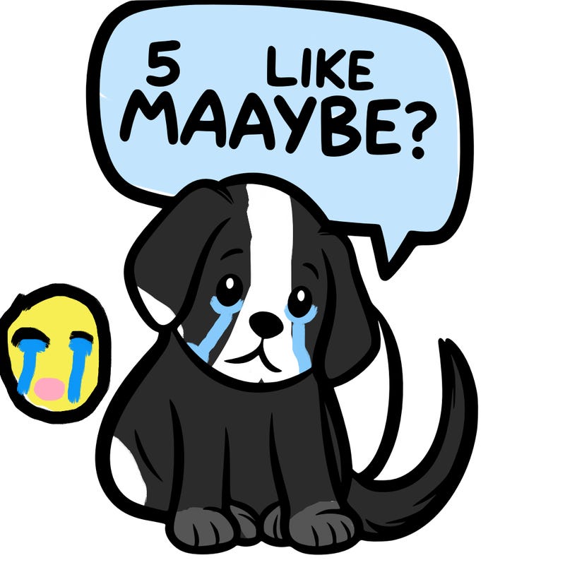 a puppy that says 5 like maybe