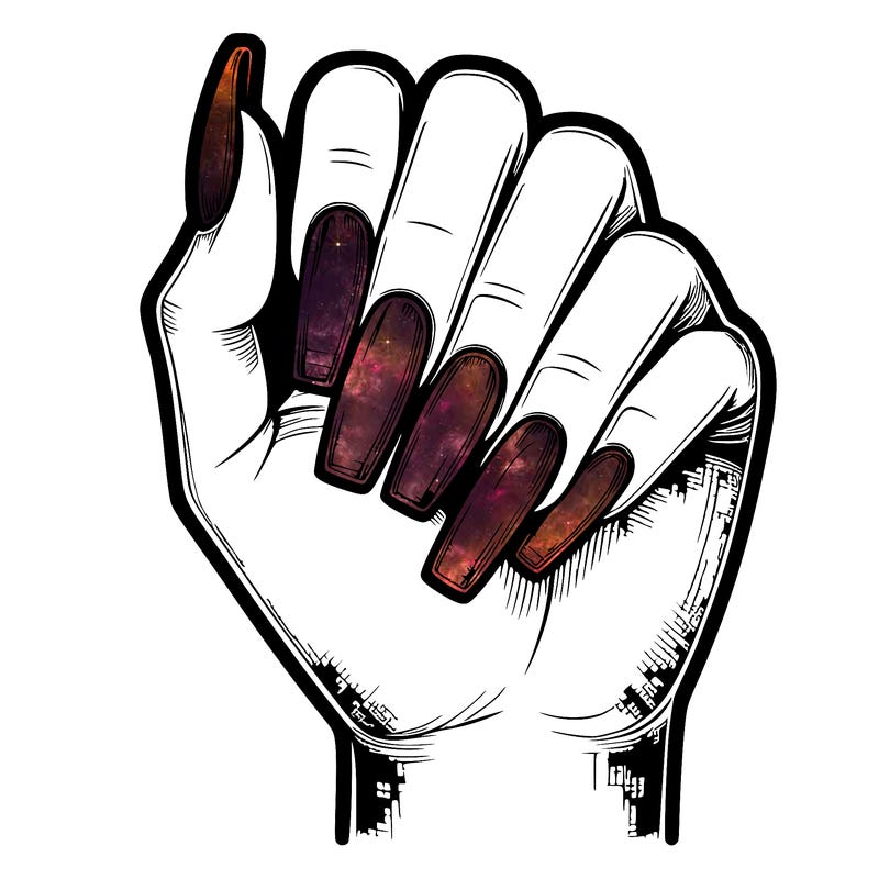 realistic hand with square nails