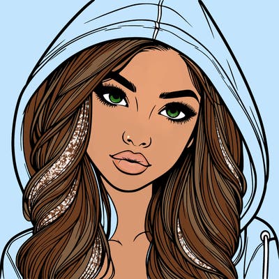 realistic beautiful girl with a hood on