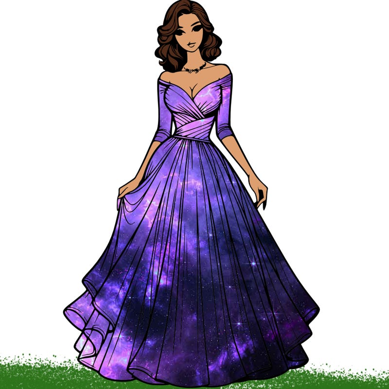 realistic woman in a beautiful dress