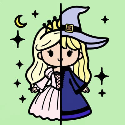 split princess and witch