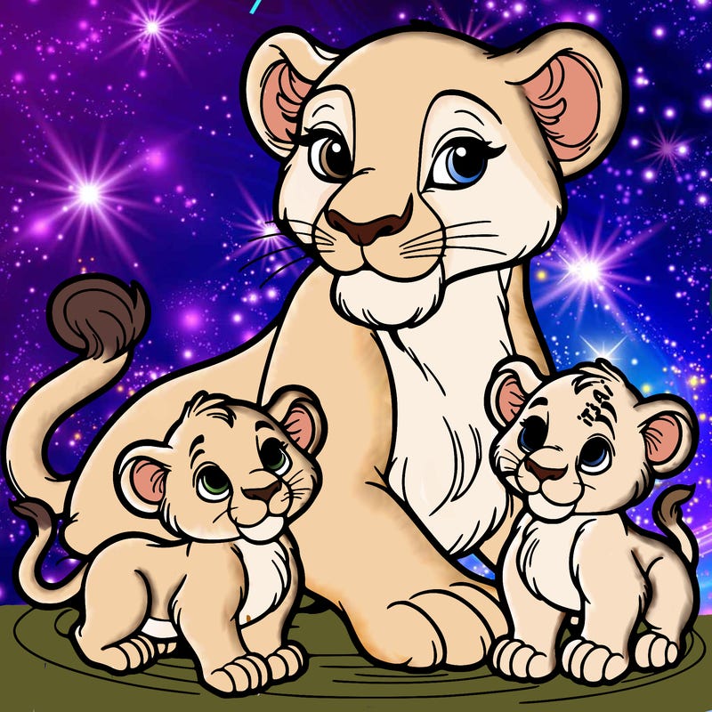 lioness with two cubs