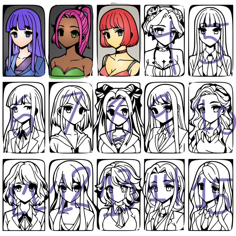 girls that look diffrent anime