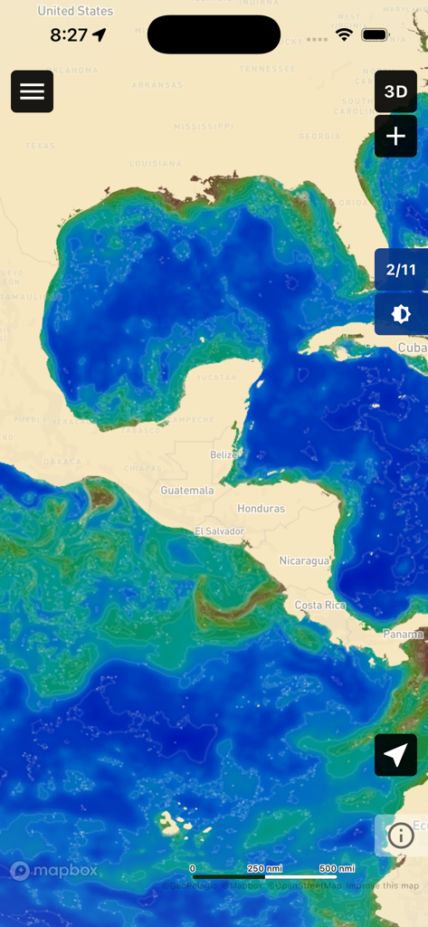VizReport - Satellite derived water visibility map of the Gulf of Mexico and Caribbean on the VizReport app