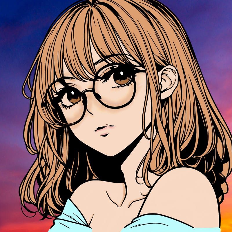 manga woman character with glasses and nice lips