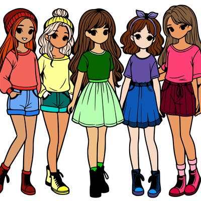 a group of five girls