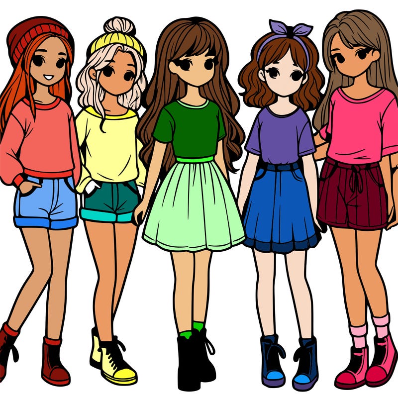 a group of five girls