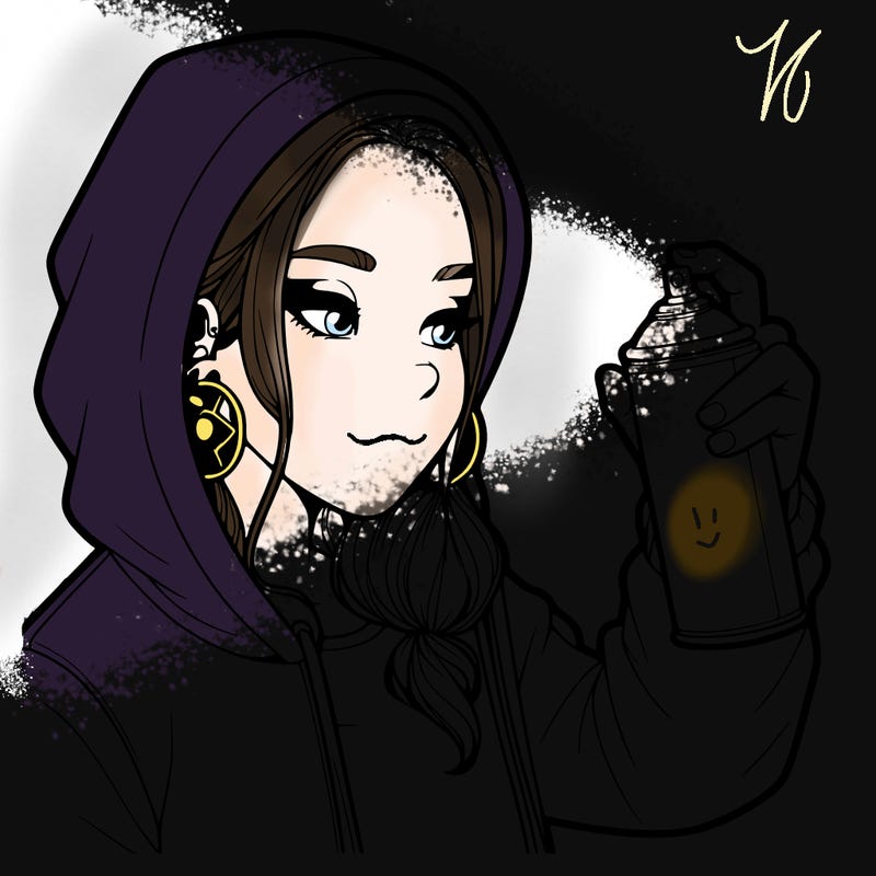 a realistic girl, spray painting