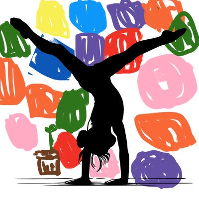 realistic gymnastic hand stand girl in four splits