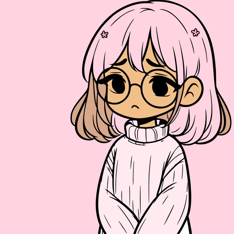 sad girl with glasses in a sweater