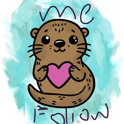 otter with a heart