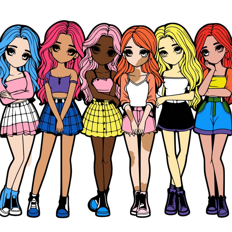 a group of girls realistic