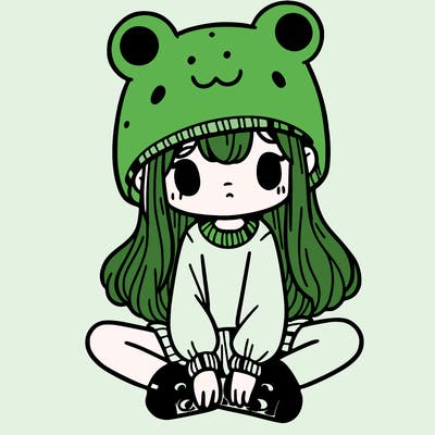 a girl wearing a frog hat and some frog socks