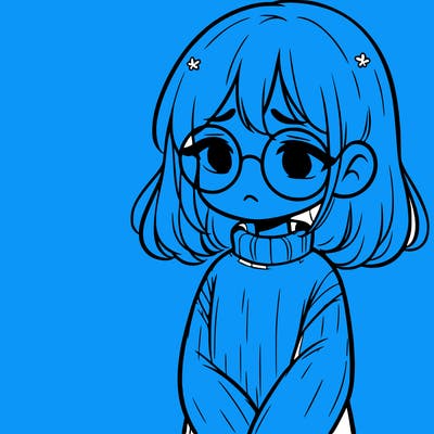sad girl with glasses in a sweater