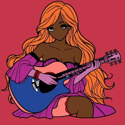 beautiful girl playing the guitar