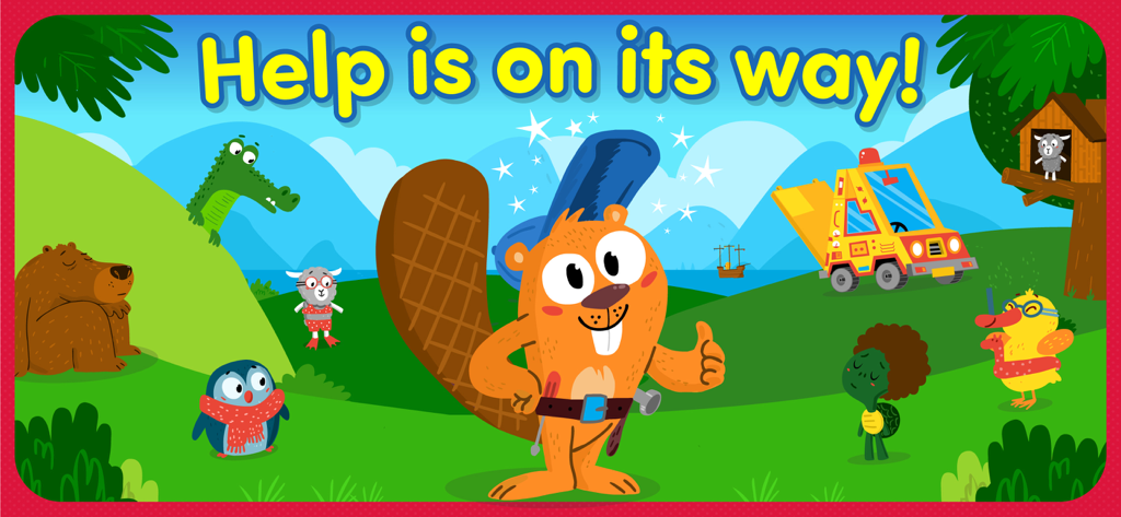 Animal Rescue: Kids games FULL - Beaver rescue hero with a yellow truck and animal friends in a colorful preschool game