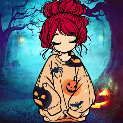 girl with baggy sweatshirt and messy bun