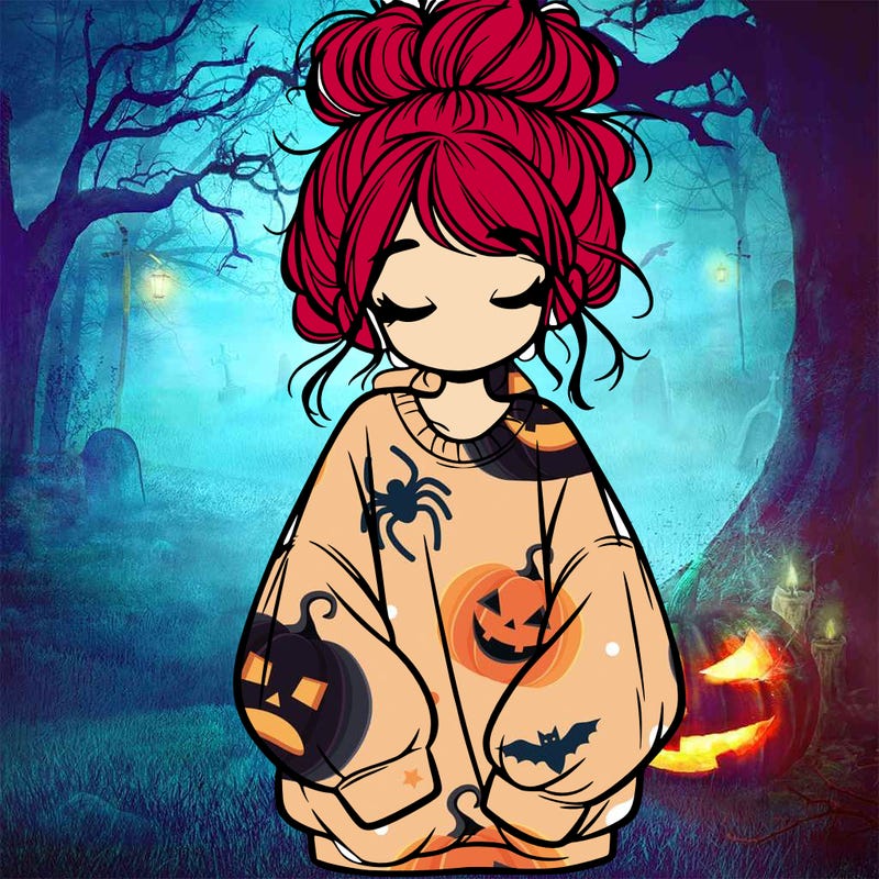 girl with baggy sweatshirt and messy bun