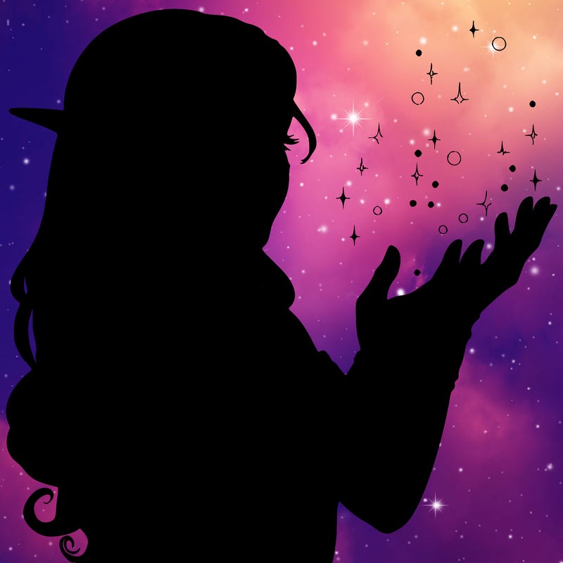 realistic elf girl doing magic