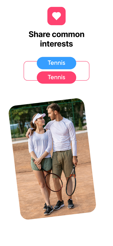 TrueLink - TrueLink app interface for sharing common interests like tennis