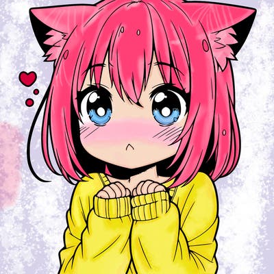 shy anime catgirl
