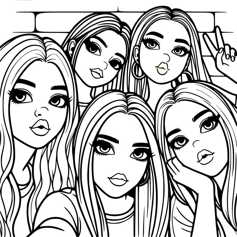 group of teen girls friends y2k up close in a selfie