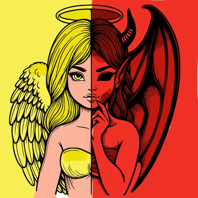 realistic angel half demon