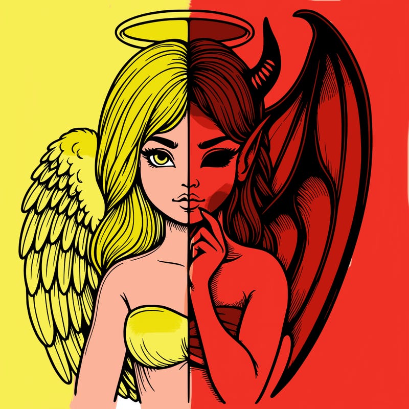 realistic angel half demon